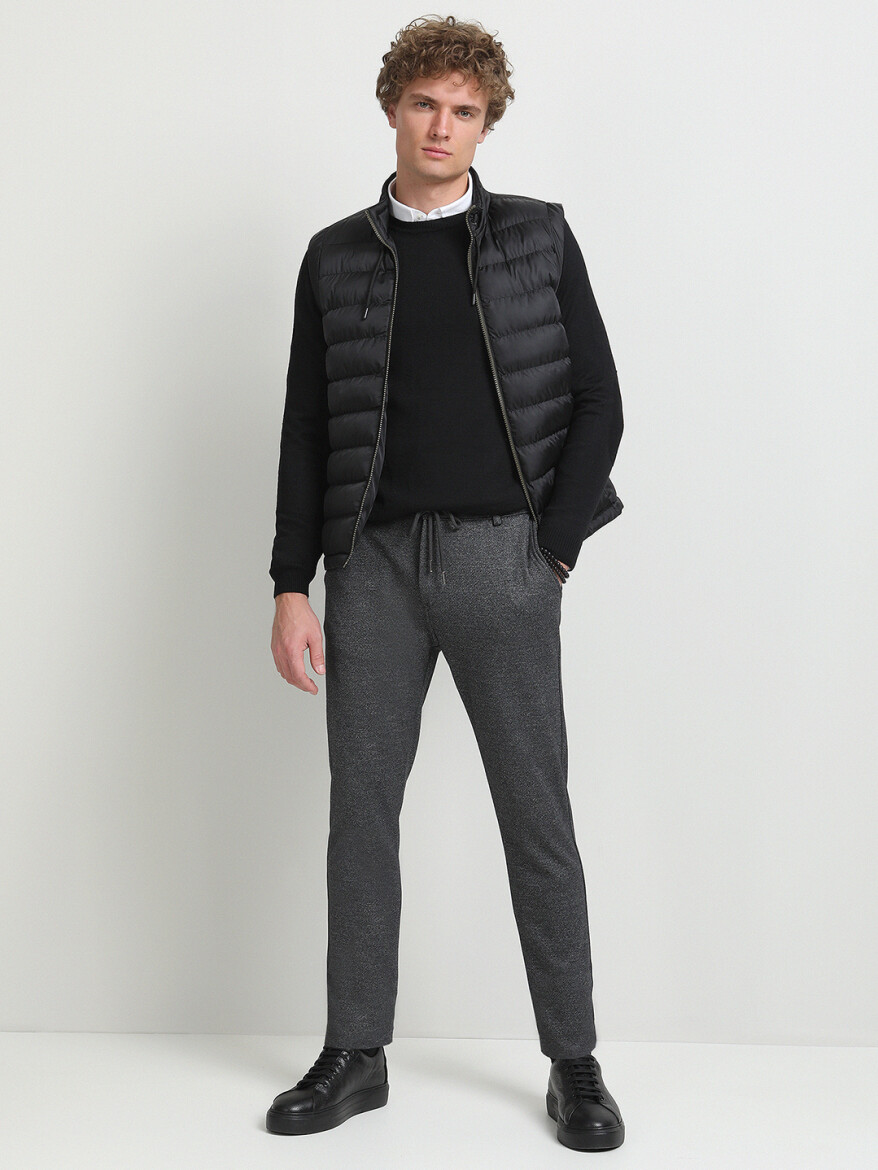 Grey Weaving Slim Fit Smart Casual Cotton Blended Trousers - 3