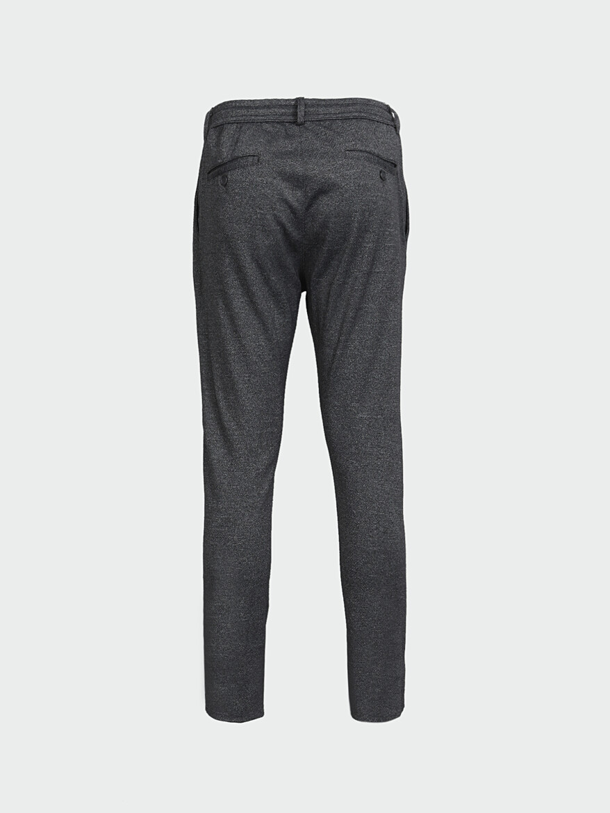 Grey Weaving Slim Fit Smart Casual Cotton Blended Trousers - 5