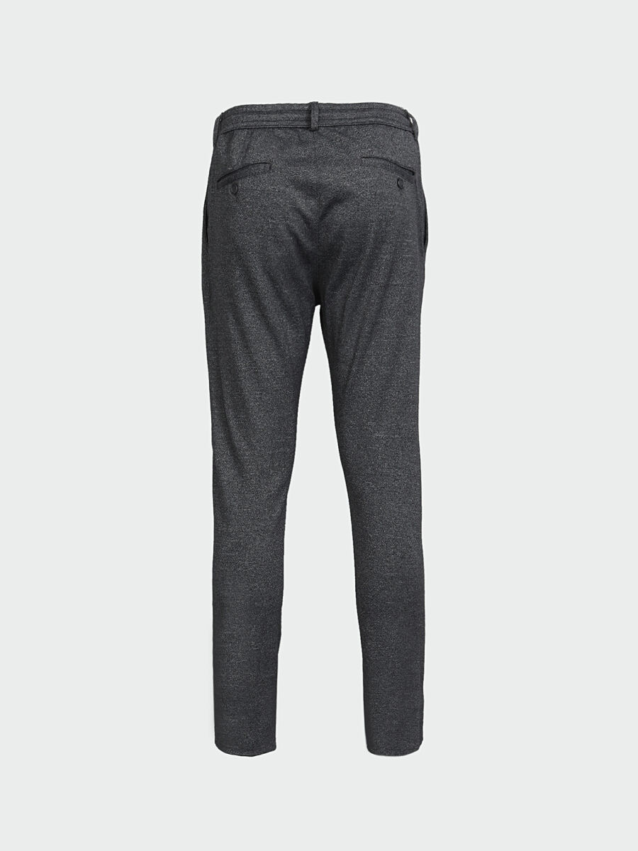 Grey Weaving Slim Fit Smart Casual Cotton Blended Trousers - 5