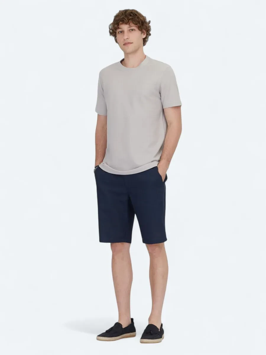 Gri Bisiklet Yaka %100 Pamuk T-Shirt - 2