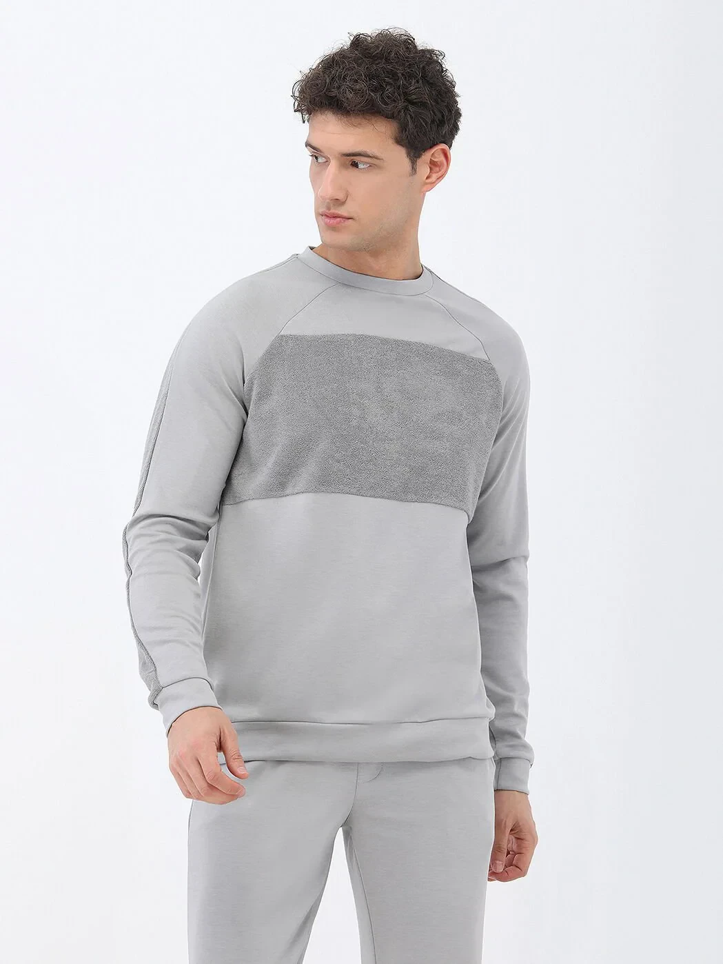 Gri Bisiklet Yaka Sweatshırt - 1