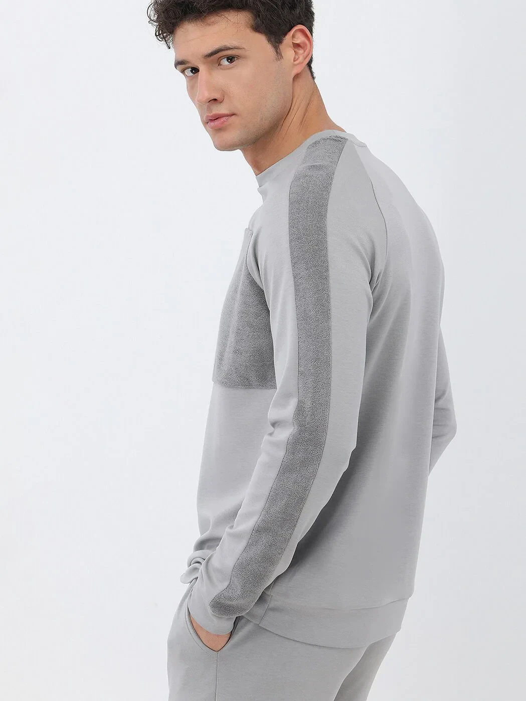 Gri Bisiklet Yaka Sweatshırt - 4