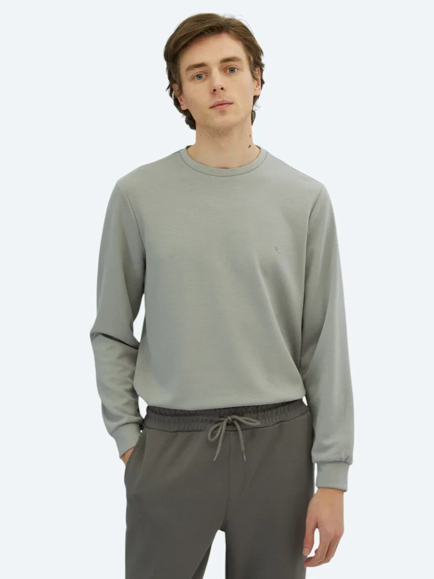 Gri Bisiklet Yaka Sweatshırt - KİP