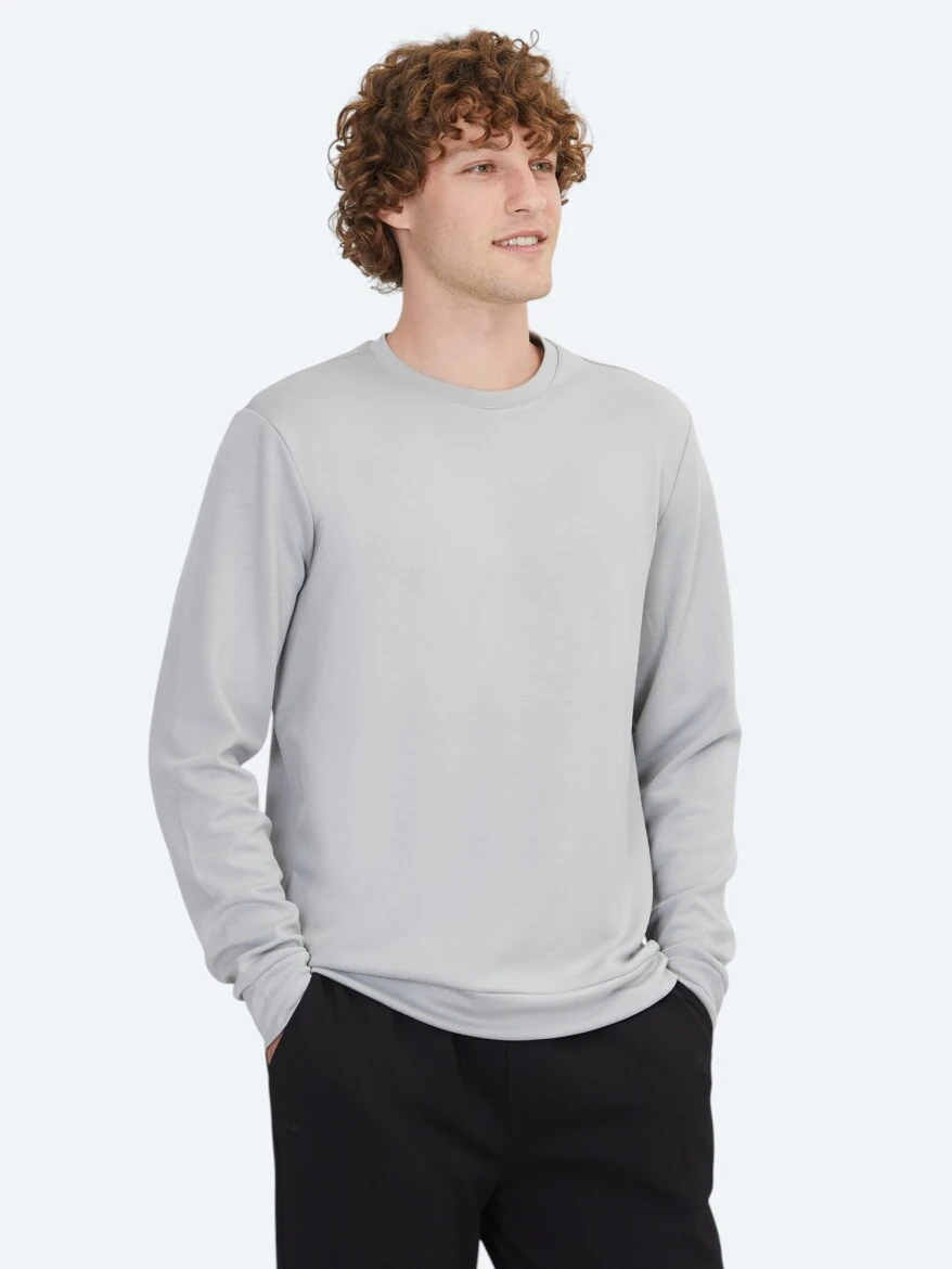 Gri Bisiklet Yaka Sweatshırt - 1