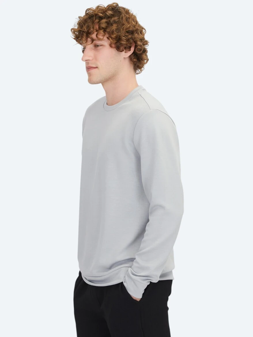 Gri Bisiklet Yaka Sweatshırt 