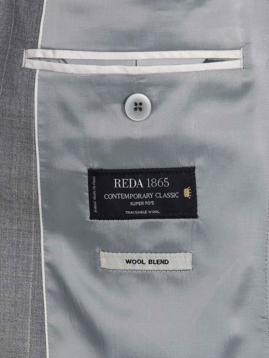 Gri Çizgili Modern Fit İpek Karışımlı Takım Elbise - 10