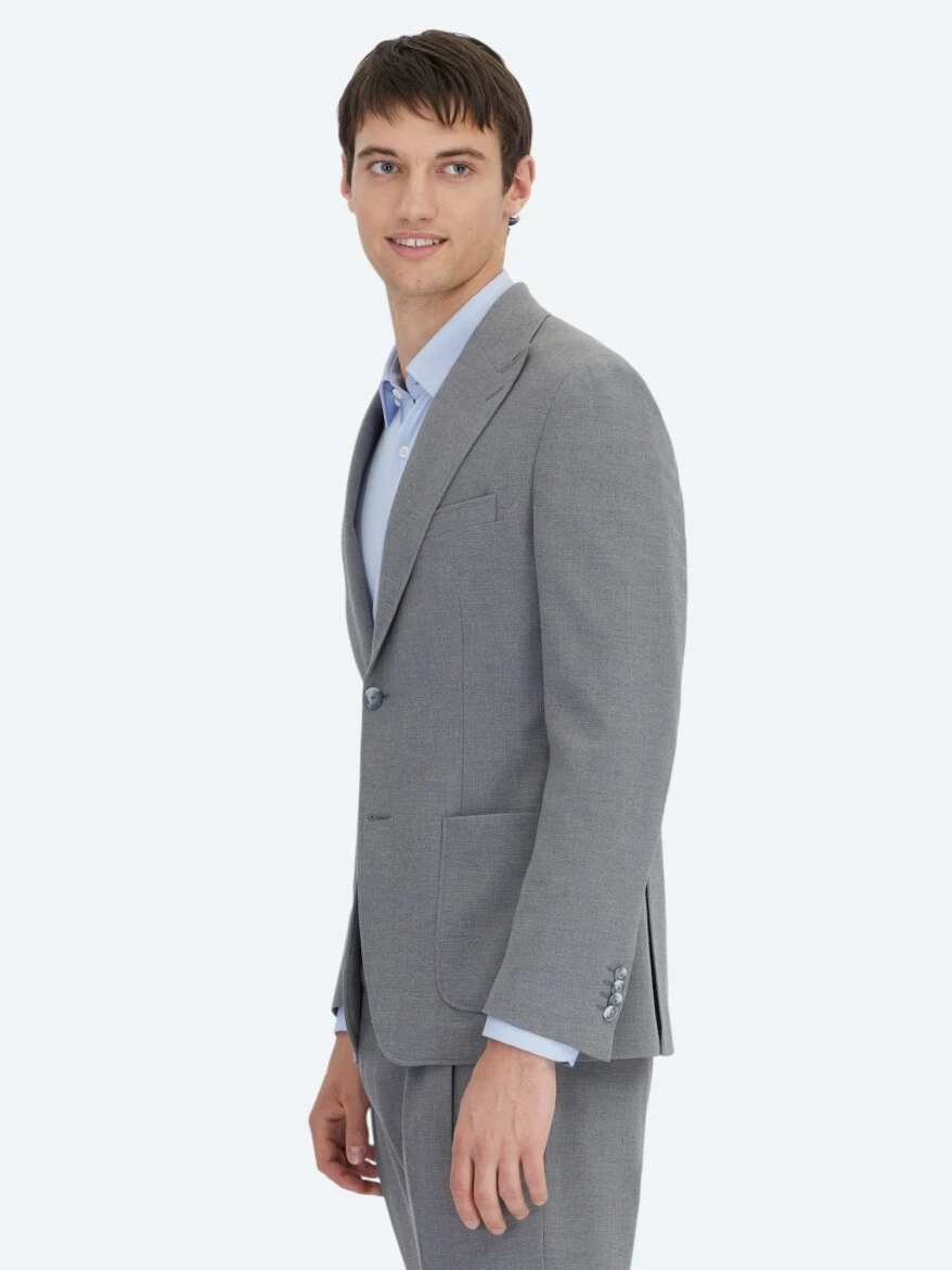Gri Çizgili Modern Fit Takım Elbise - 3