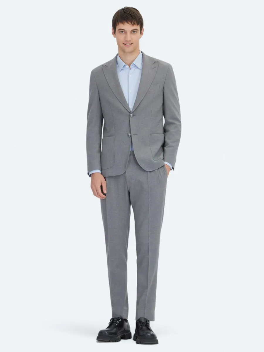 Gri Çizgili Modern Fit Takım Elbise - 2