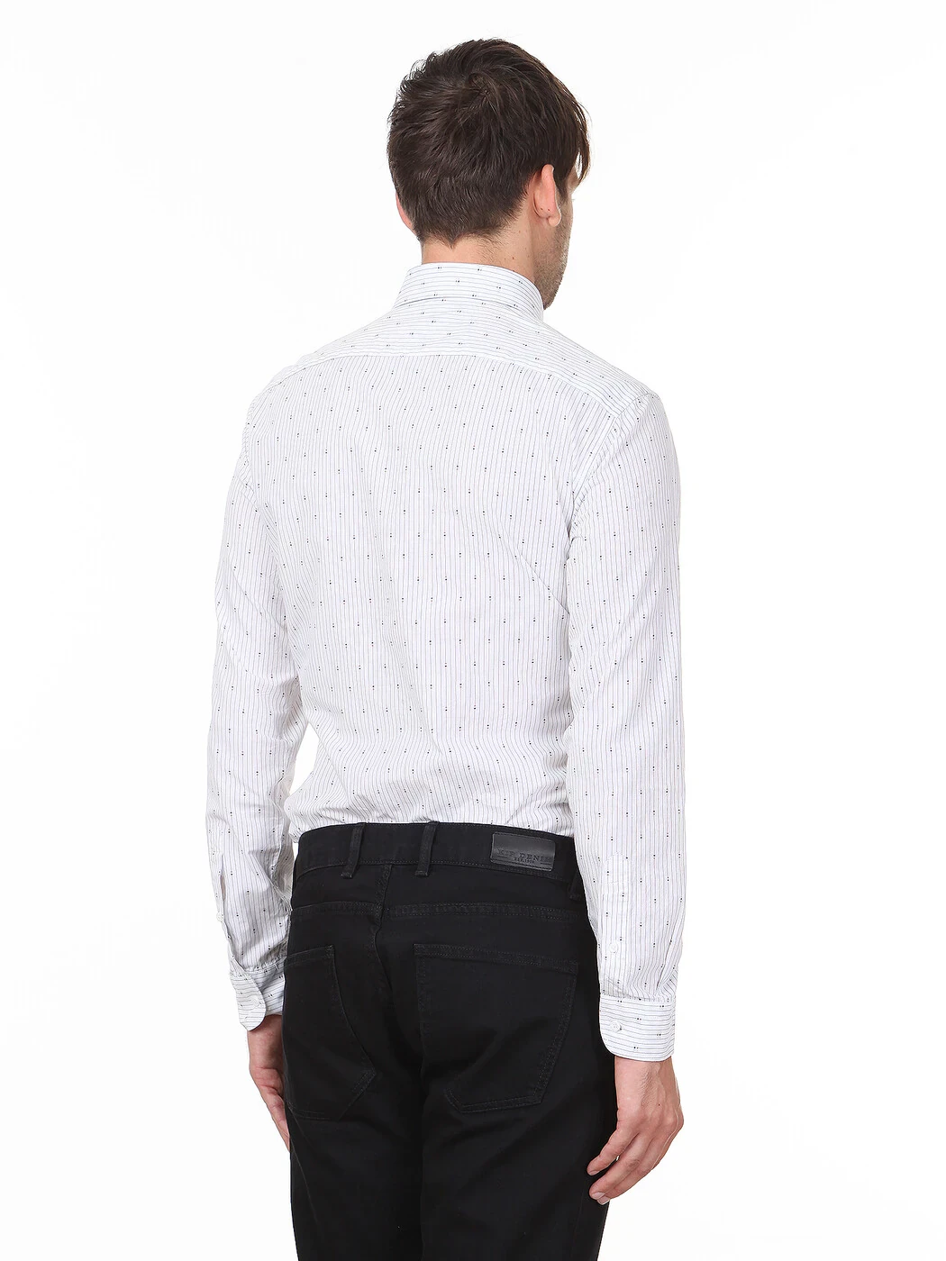 Gri Çizgili Regular Fit Dokuma Casual %100 Pamuk Gömlek - 4