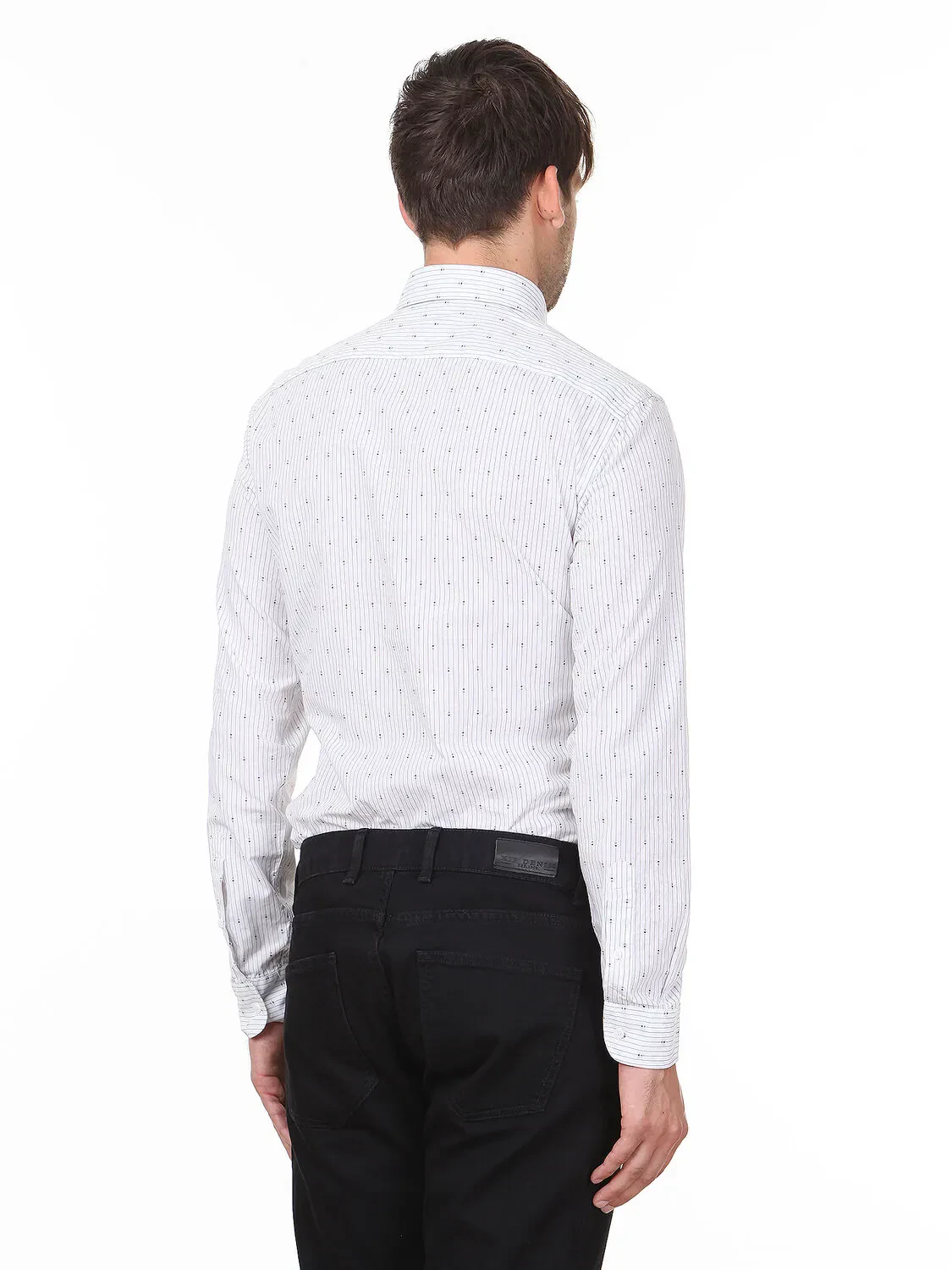 Gri Çizgili Regular Fit Dokuma Casual %100 Pamuk Gömlek - 4