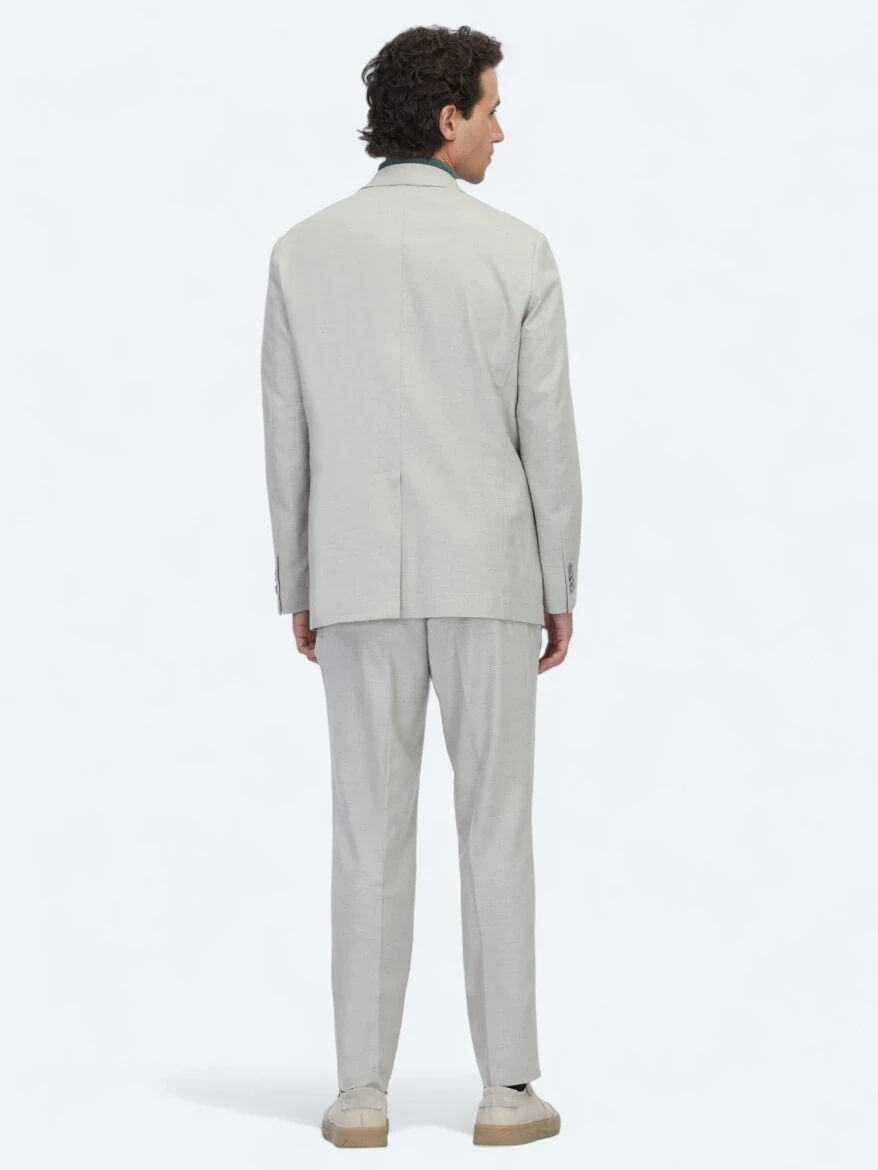 Gri Desenli Comfort Fit Örme Takım Elbise - 5