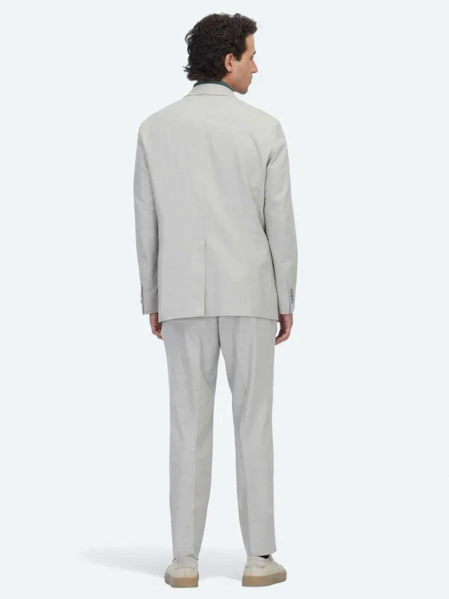 Gri Desenli Comfort Fit Örme Takım Elbise - 5