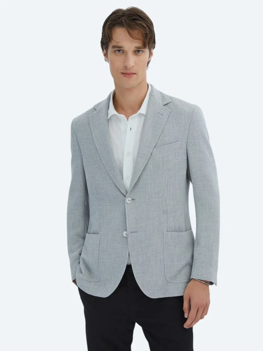 Gri Desenli Modern Fit Ceket - 1