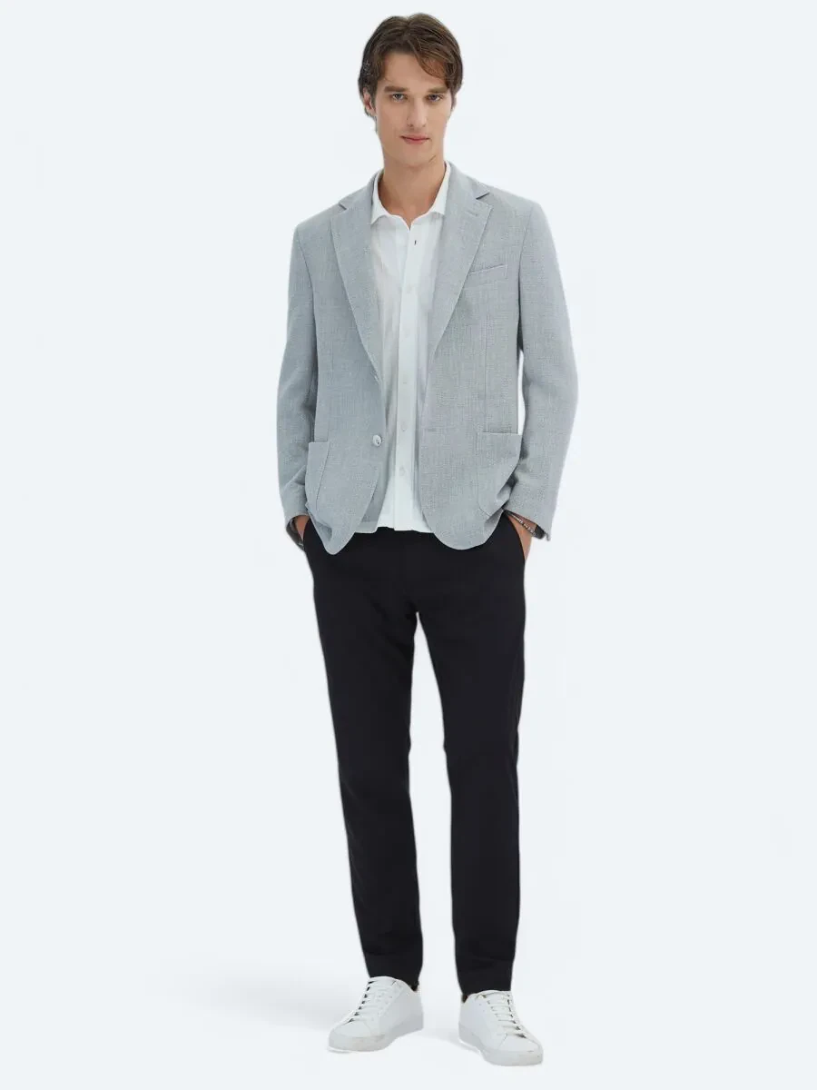 Gri Desenli Modern Fit Ceket - 2