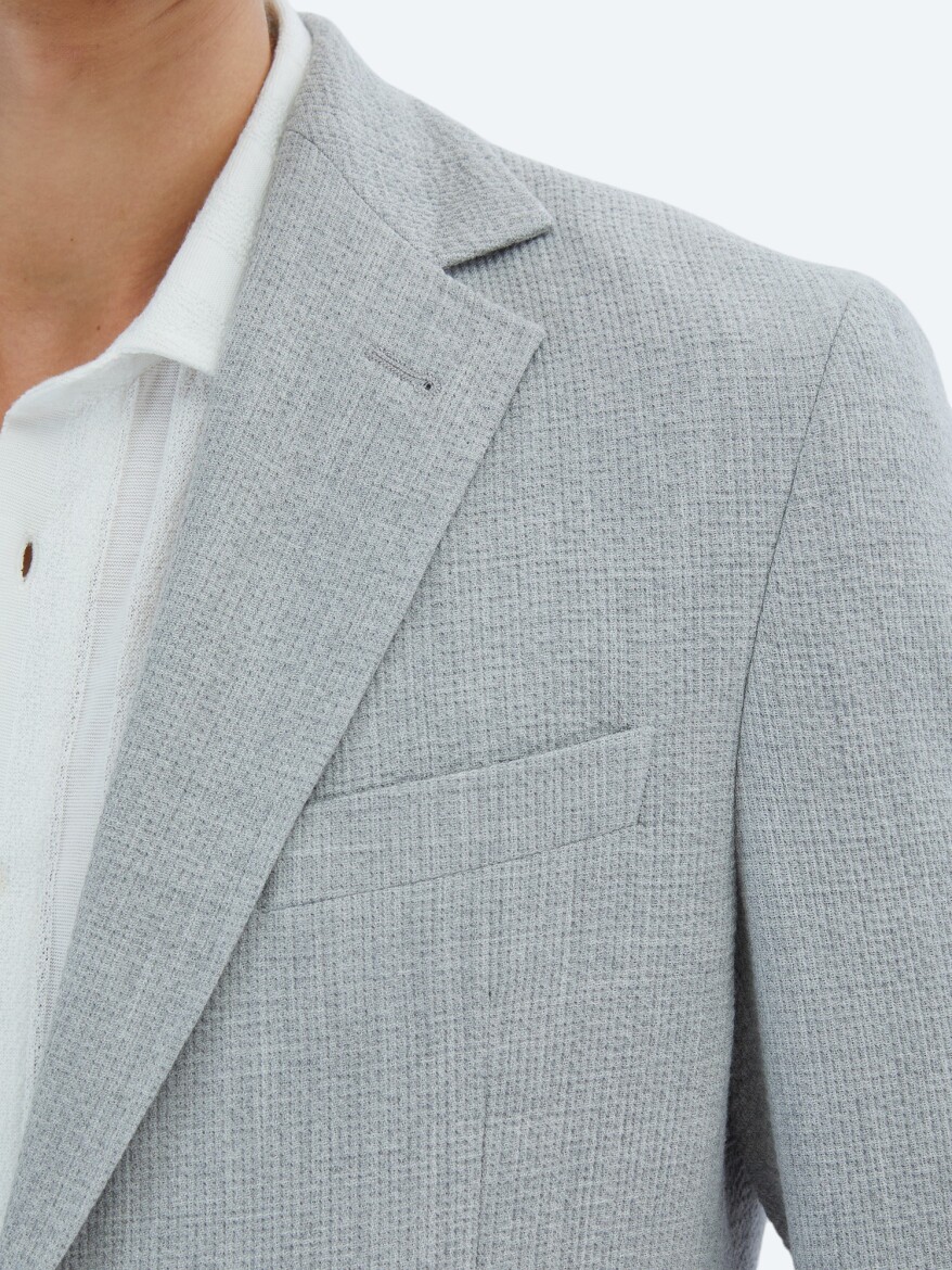 Gri Desenli Modern Fit Ceket - 5