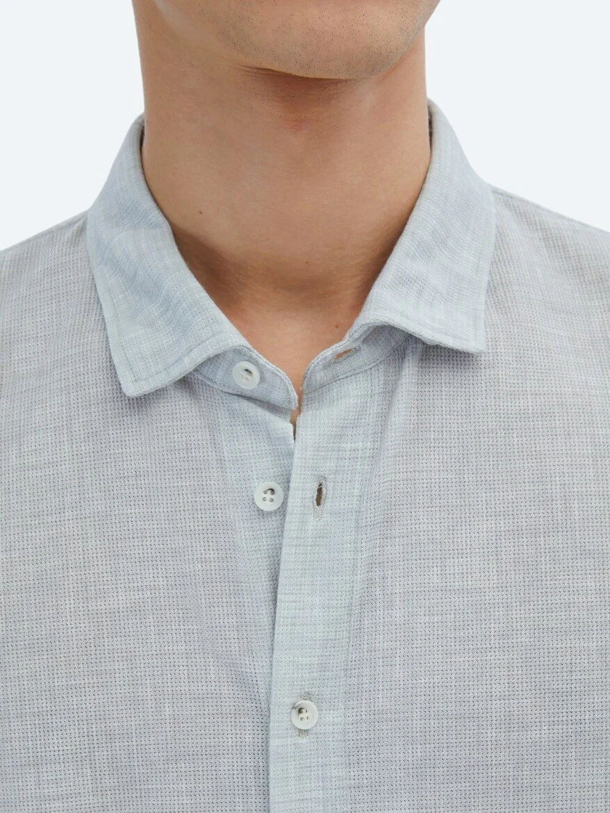 Gri Desenli Regular Fit Casual Gömlek 