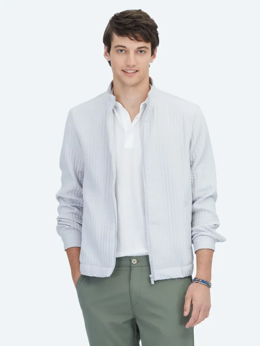 Gri Dik Yaka Casual Dokuma Mont - 3