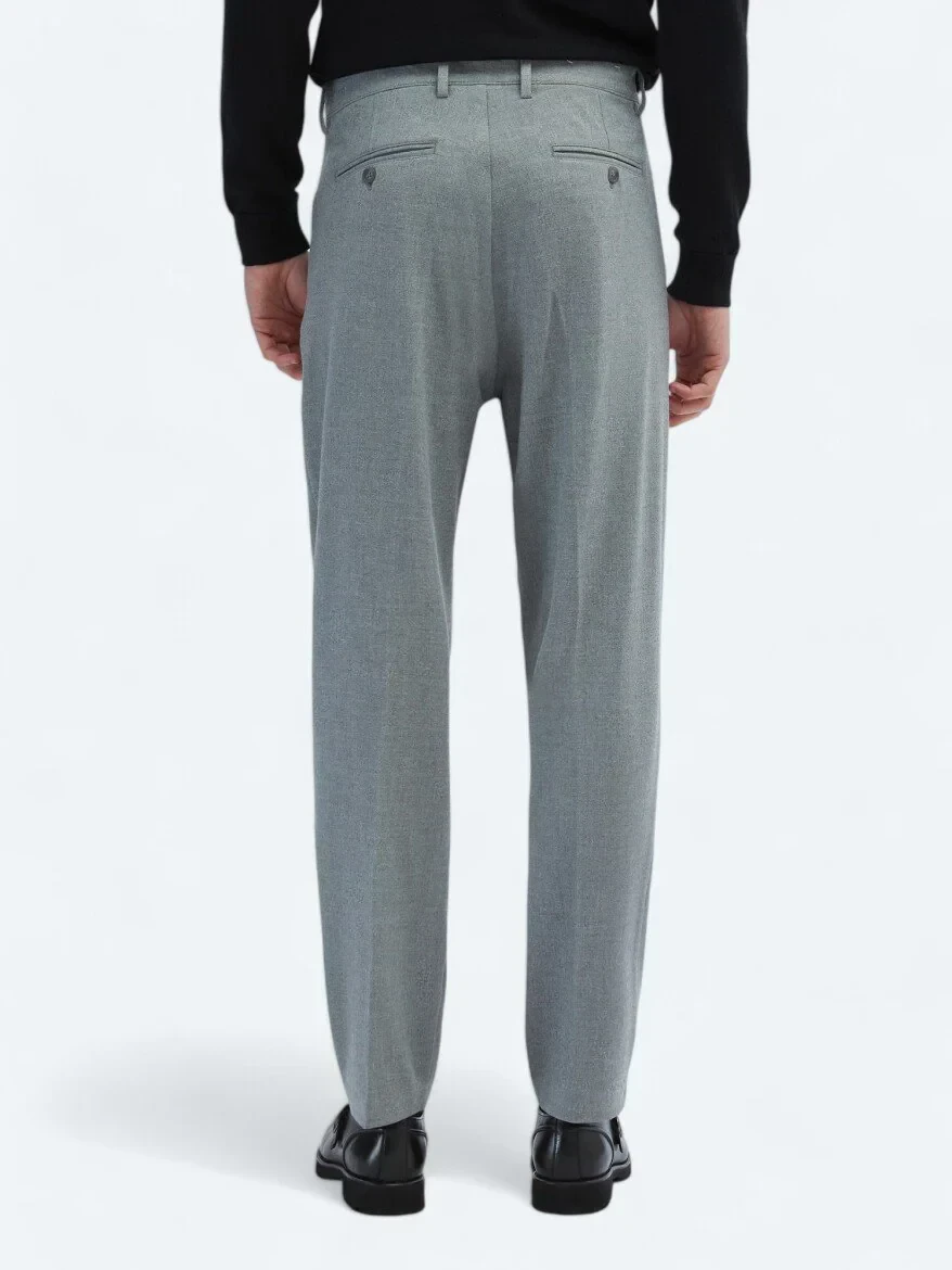 Gri Dokuma Carrot Fit Casual Pantolon - 5