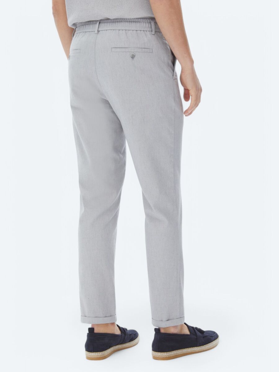 Gri Dokuma Jogging Fit Casual Pamuk Karışımlı Pantolon - 6