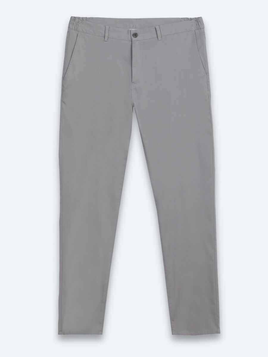 Gri Dokuma Jogging Fit Casual Pamuk Karışımlı Pantolon - 5