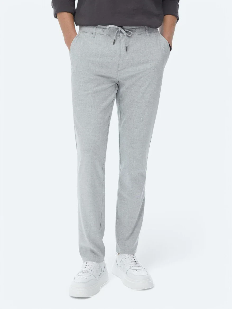 Gri Dokuma Jogging Fit Casual Pantolon - 2