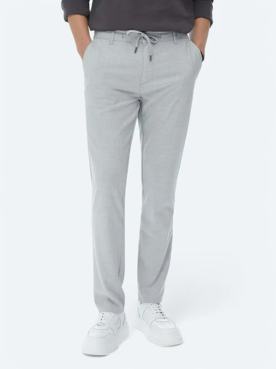 Gri Dokuma Jogging Fit Casual Pantolon - 2