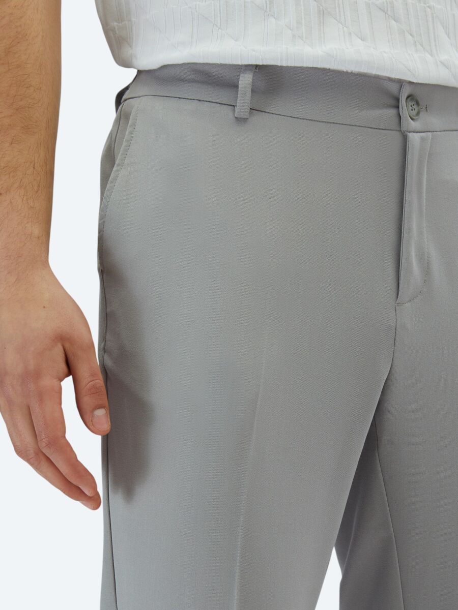 Gri Dokuma Jogging Fit Casual Pantolon - 4