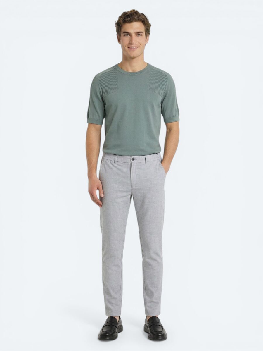 Gri Dokuma Jogging Fit Casual Pantolon - 1