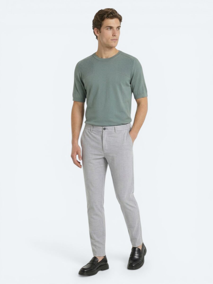 Gri Dokuma Jogging Fit Casual Pantolon - 3