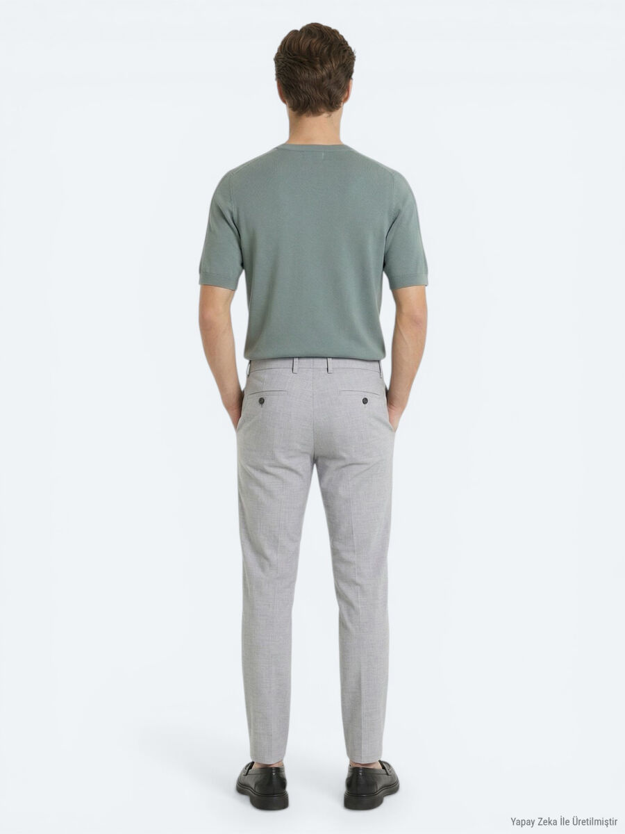 Gri Dokuma Jogging Fit Casual Pantolon - 5