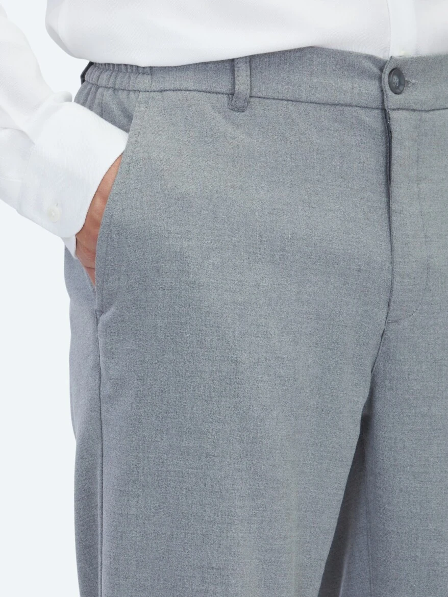 Gri Dokuma Jogging Fit Casual Pantolon - KİP