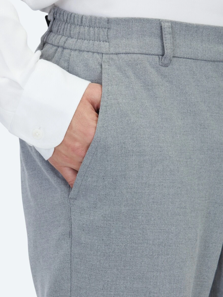 Gri Dokuma Jogging Fit Casual Pantolon - KİP