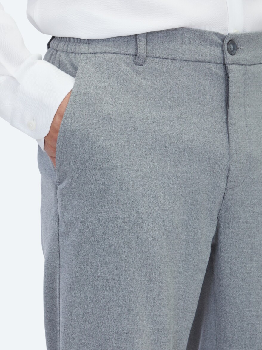 Gri Dokuma Jogging Fit Casual Pantolon - 3