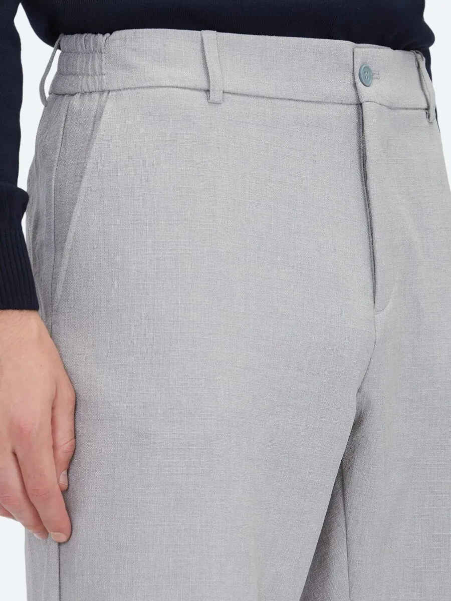 Gri Dokuma Jogging Fit Casual Pantolon - 4