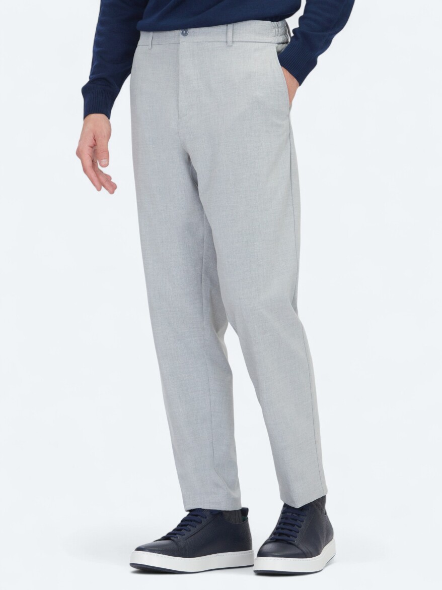 Gri Dokuma Jogging Fit Casual Pantolon - 4