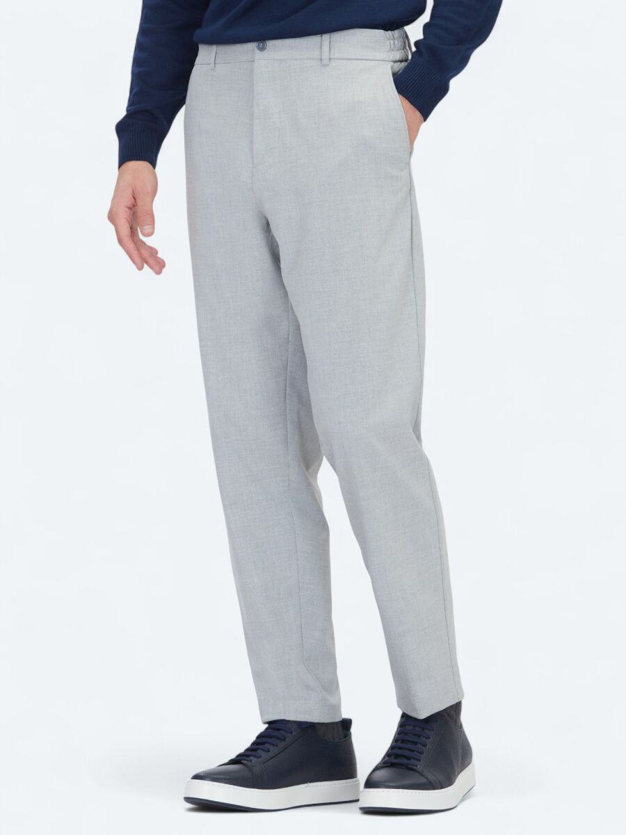Gri Dokuma Jogging Fit Casual Pantolon - 4