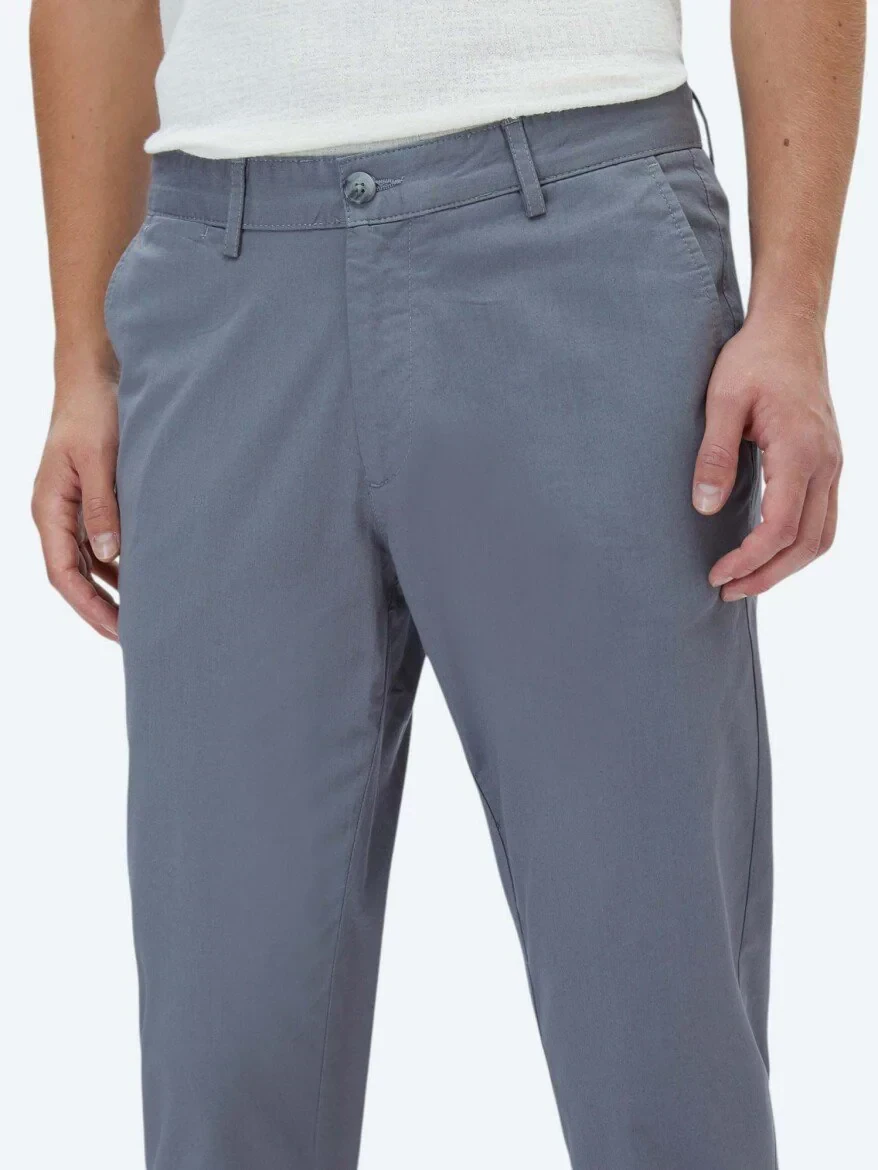 Gri Dokuma Regular Fit Casual Pamuk Karışımlı Pantolon - KİP
