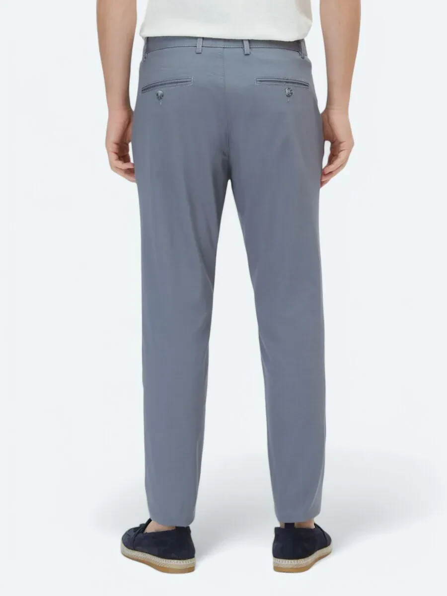 Gri Dokuma Regular Fit Casual Pamuk Karışımlı Pantolon - 4