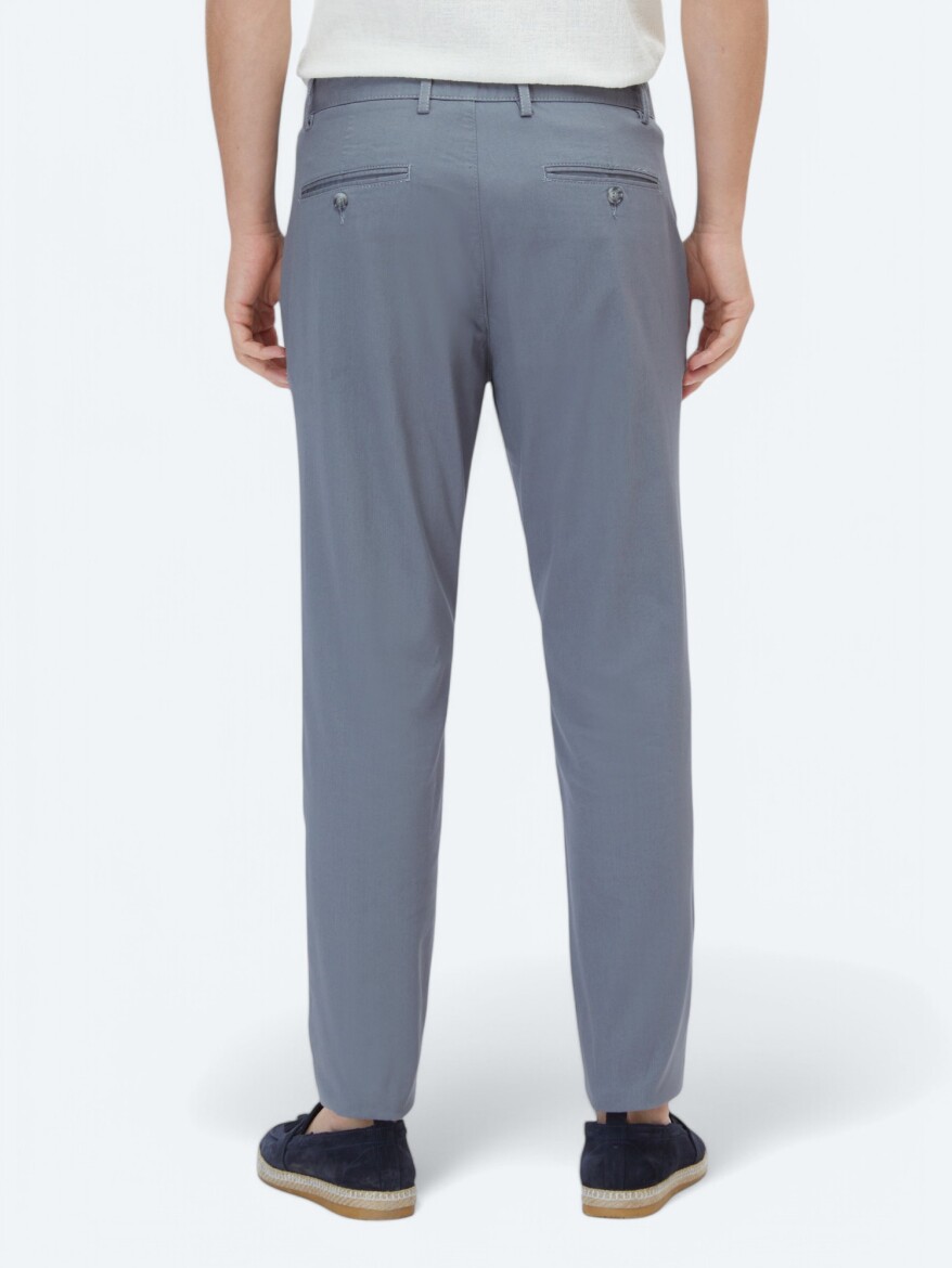 Gri Dokuma Regular Fit Casual Pamuk Karışımlı Pantolon - 4
