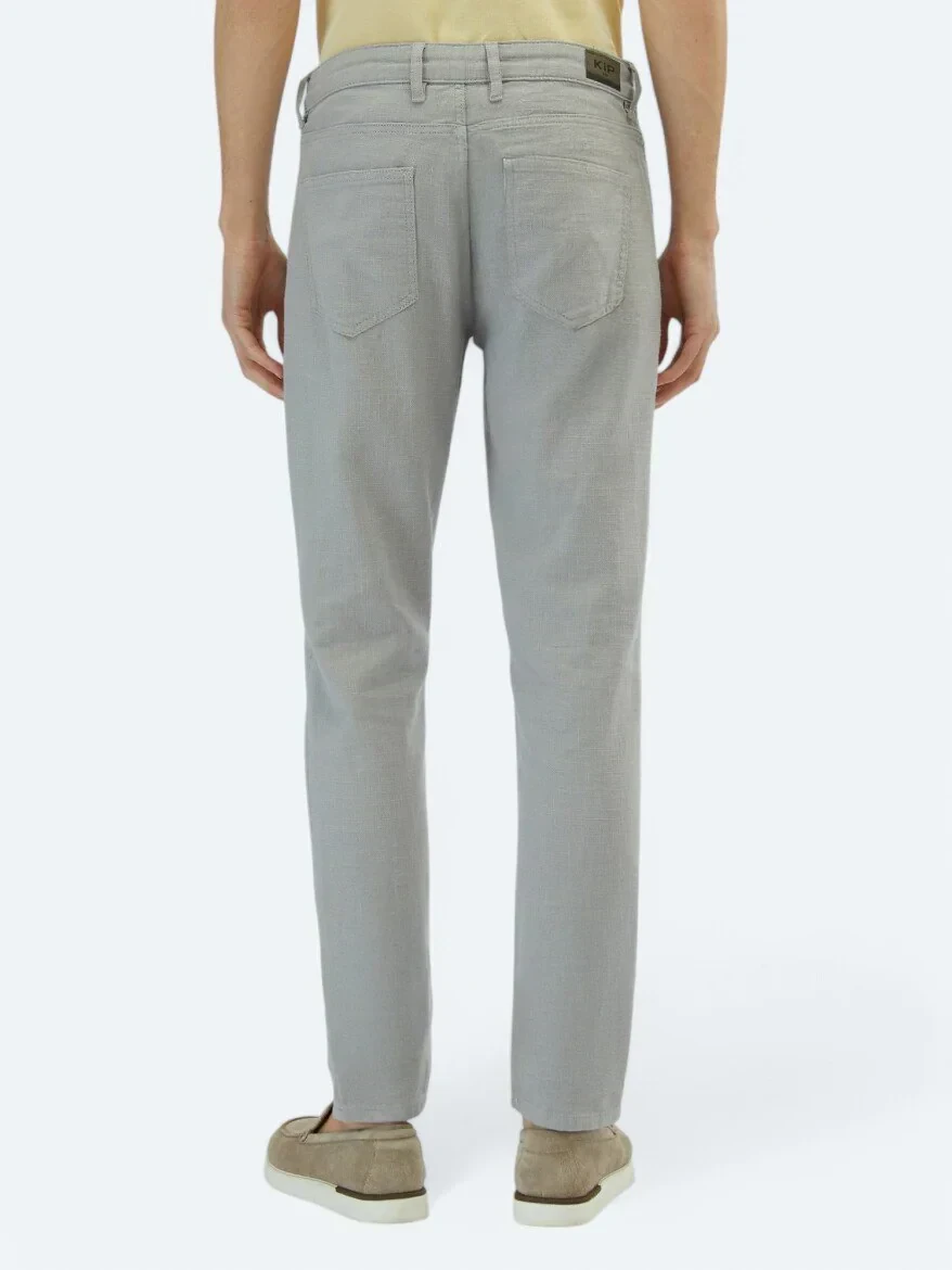 Gri Dokuma Regular Fit Casual Pamuk Karışımlı Pantolon 