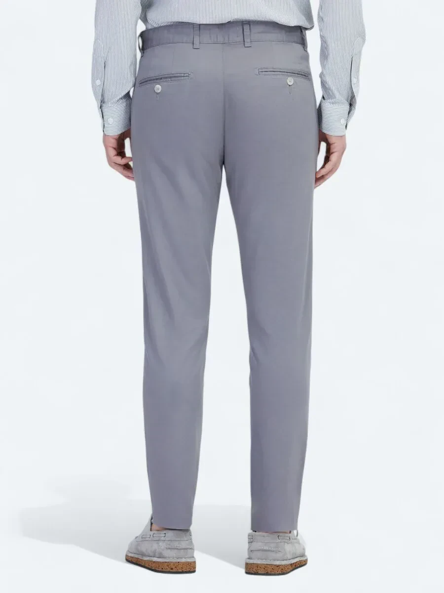 Gri Dokuma Regular Fit Casual Pamuk Karışımlı Pantolon - 5