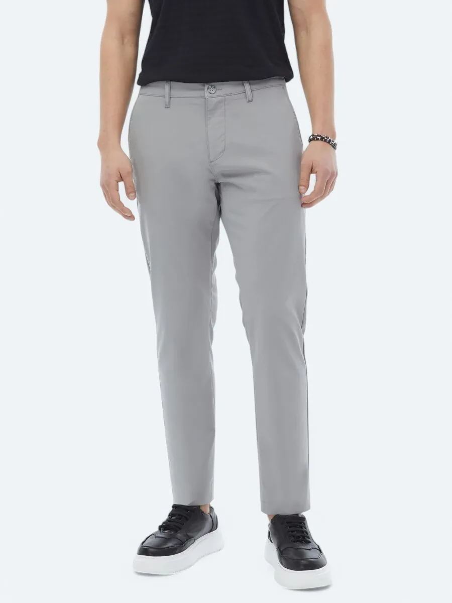 Gri Dokuma Slim Fit Casual Pantolon - 3
