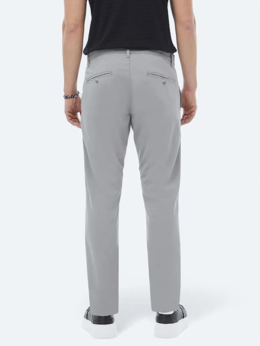 Gri Dokuma Slim Fit Casual Pantolon - 7