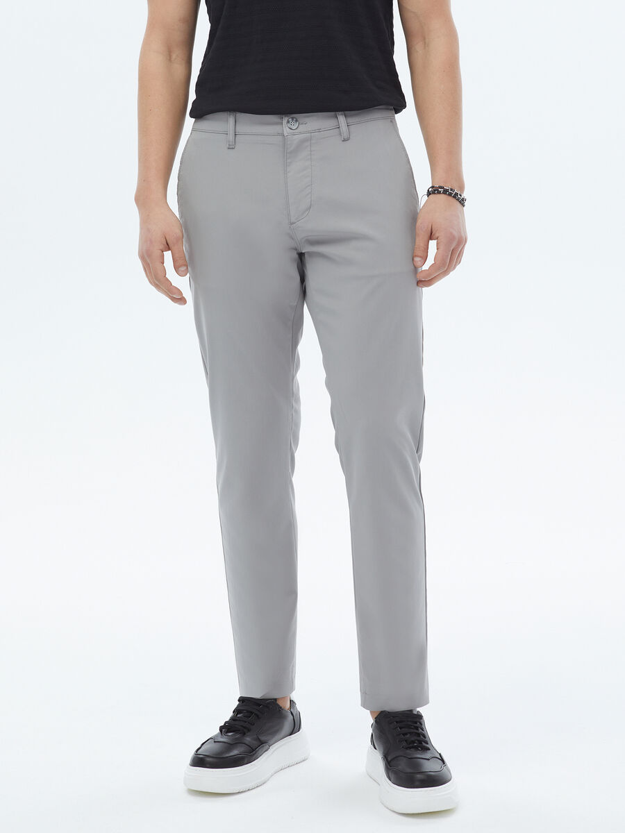 Gri Dokuma Slim Fit Casual Pantolon - 3