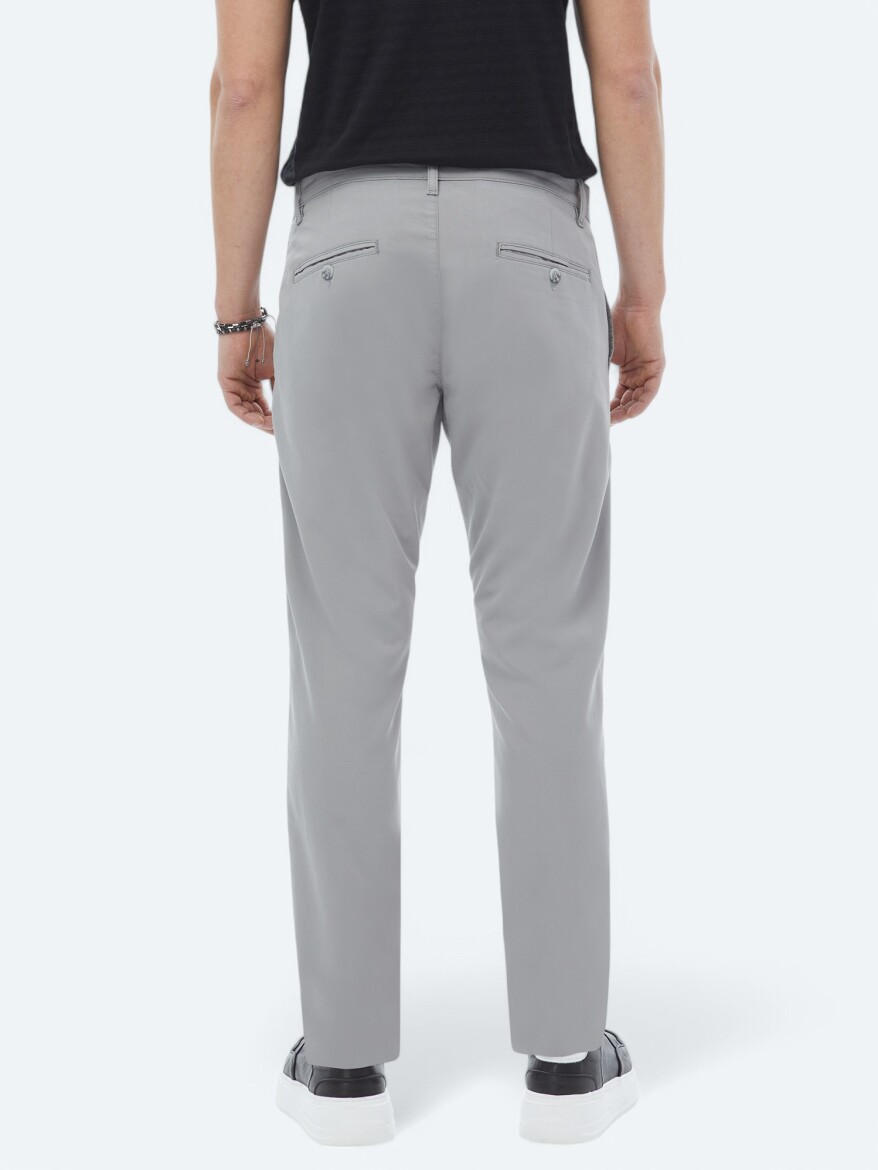 Gri Dokuma Slim Fit Casual Pantolon - 7