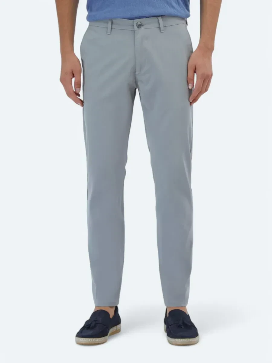 Gri Dokuma Slim Fit Casual Pantolon - 2