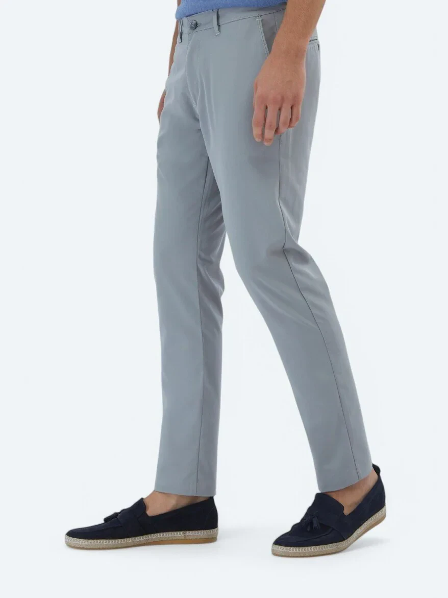 Gri Dokuma Slim Fit Casual Pantolon - 3