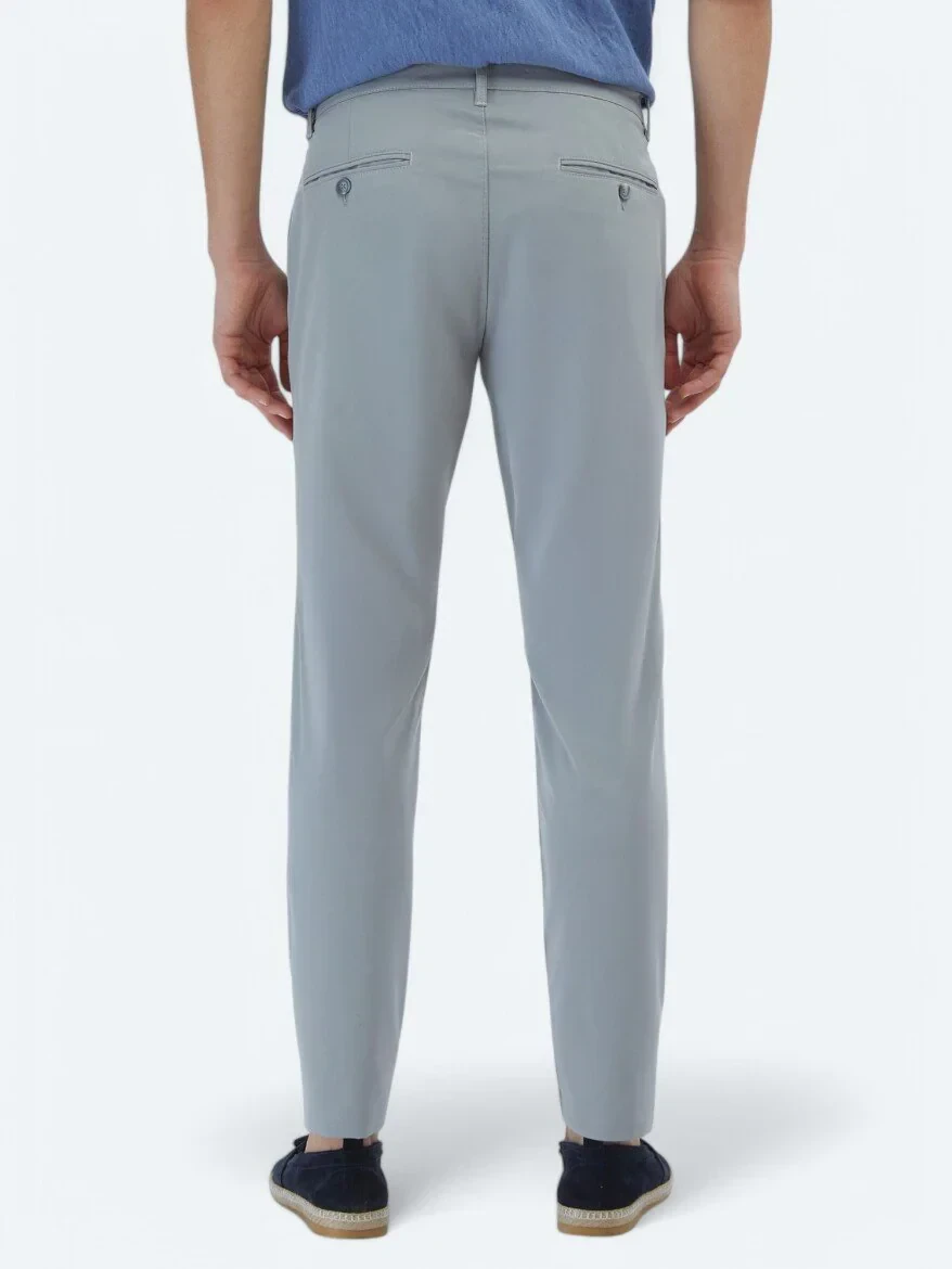 Gri Dokuma Slim Fit Casual Pantolon - 5