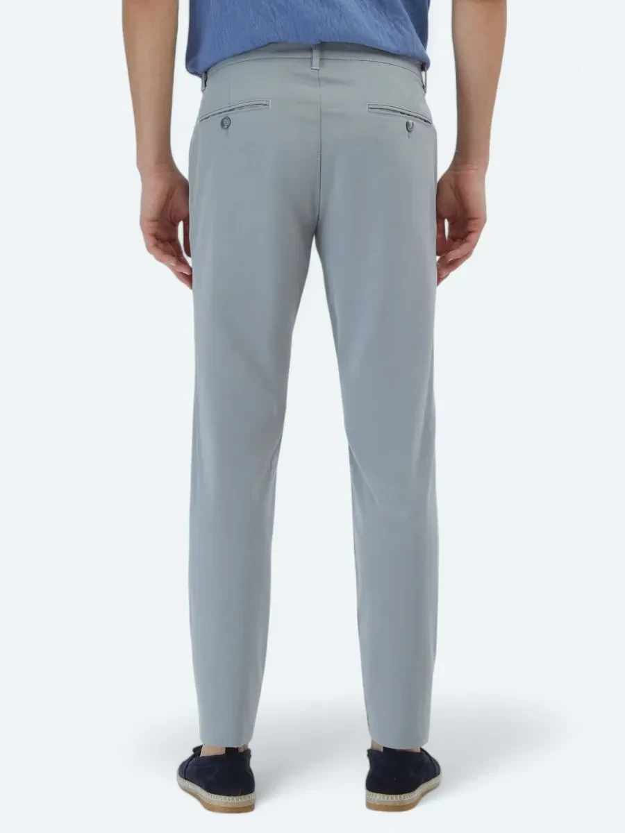Gri Dokuma Slim Fit Casual Pantolon - 5