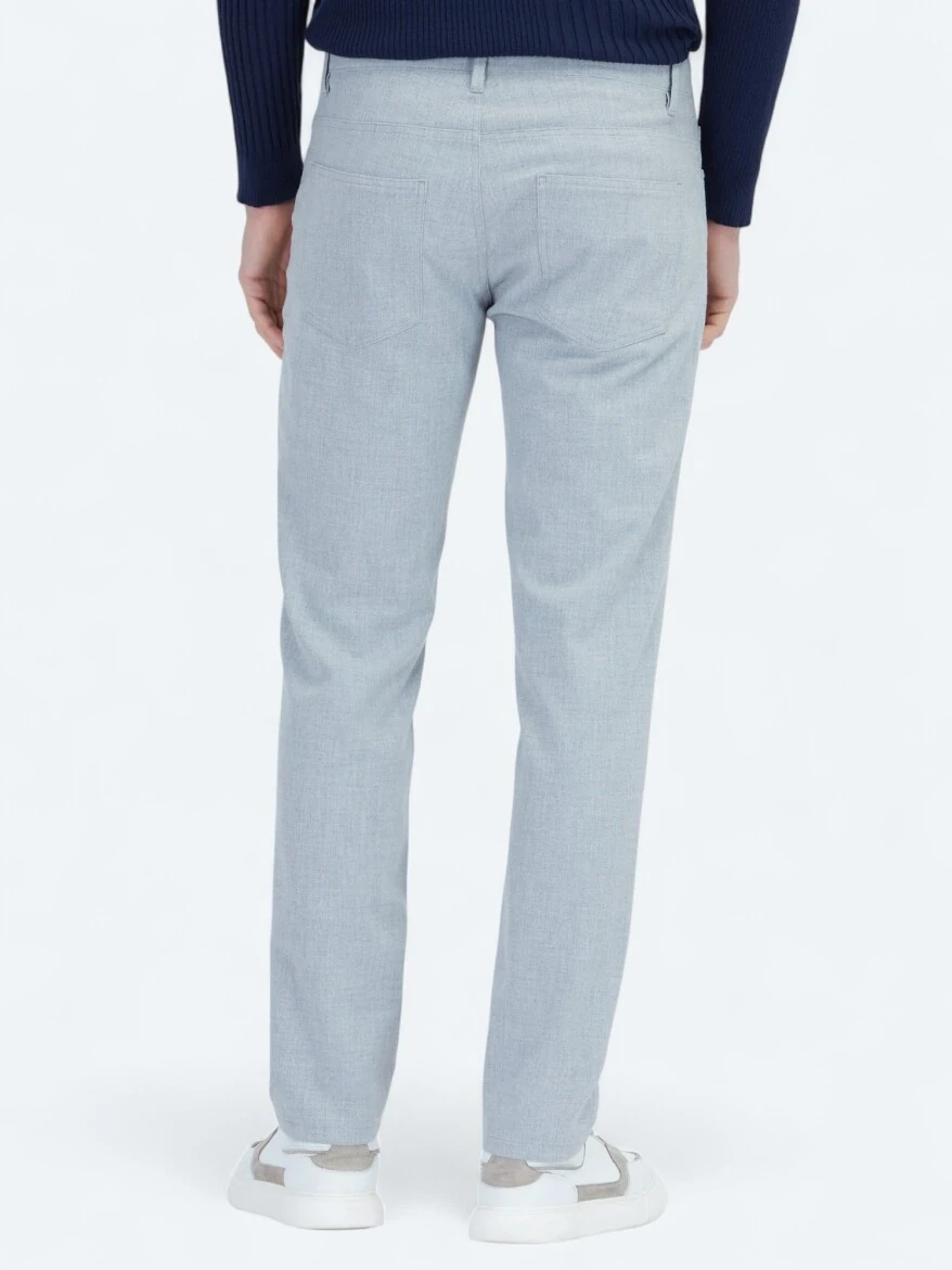 Gri Dokuma Slim Fit Casual Pantolon - 4